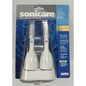 Sonicare Optiva Replacement Toothbrush Brush Heads 2 Count Compact Size NIP